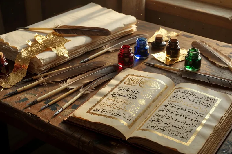 Page manuscrite enluminée en écriture onciale avec initiale ornée et entrelacs, style scriptorium médiéval