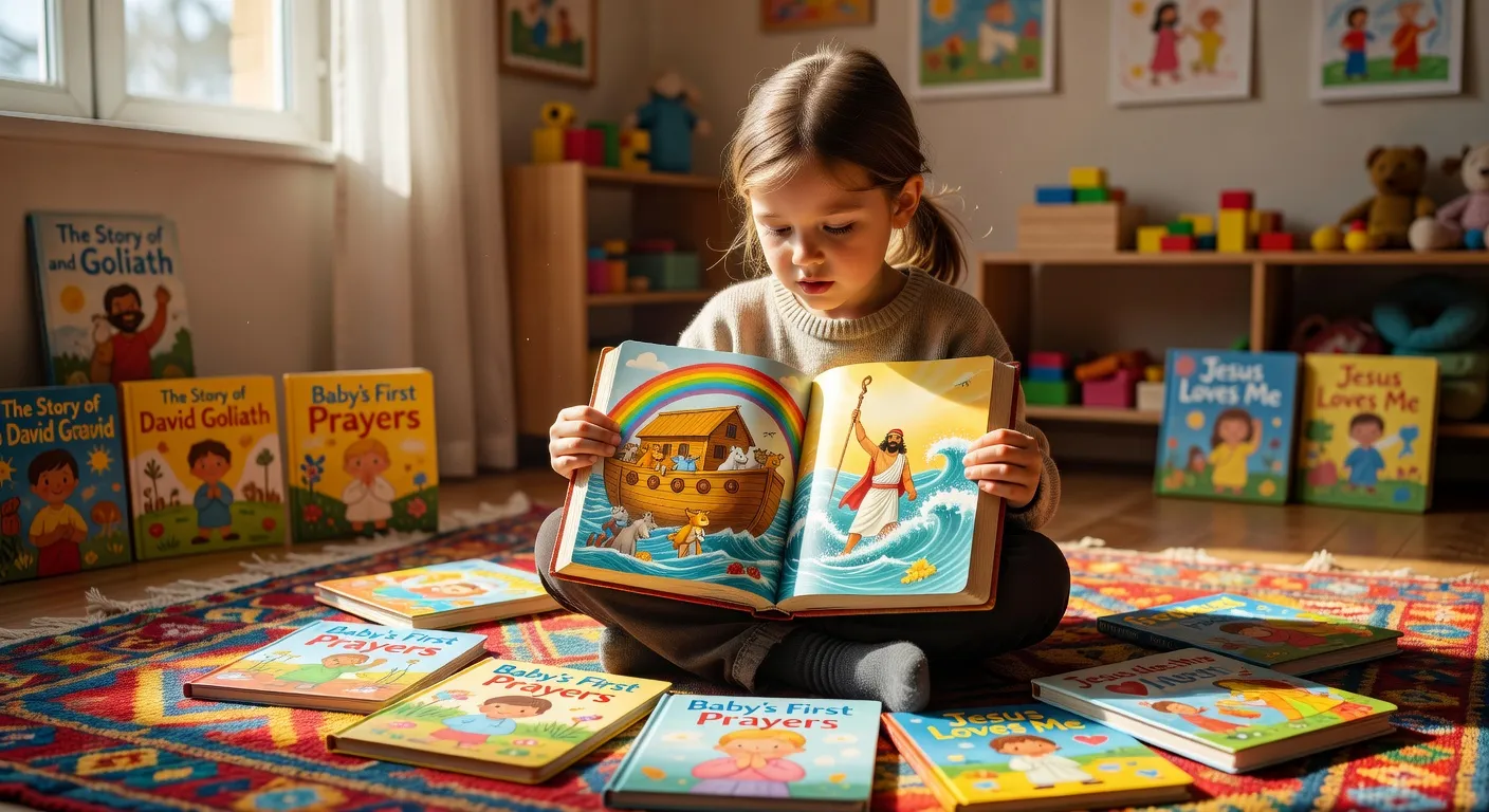 Parent lisant une bible illustree avec son enfant