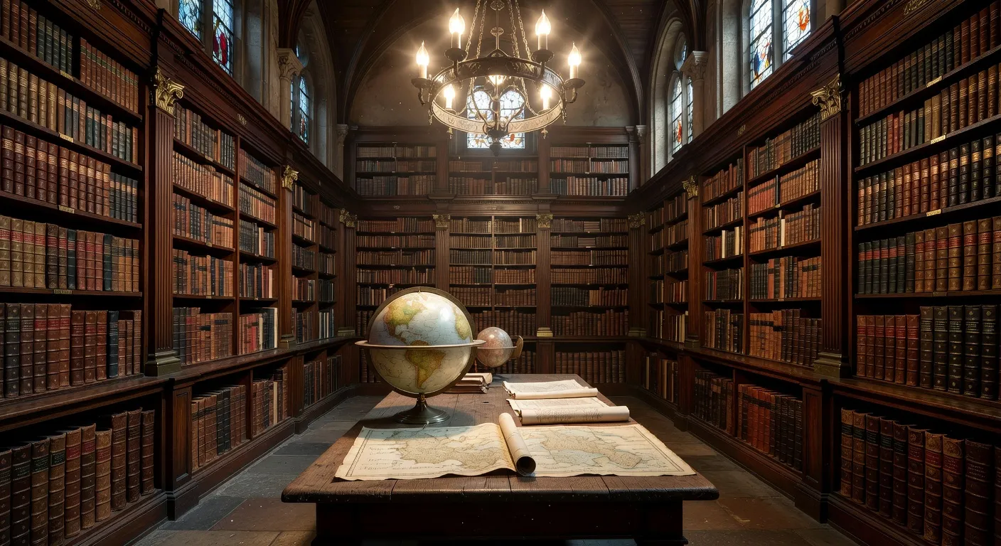Pile de livres d'histoire du christianisme sur un bureau d'etude