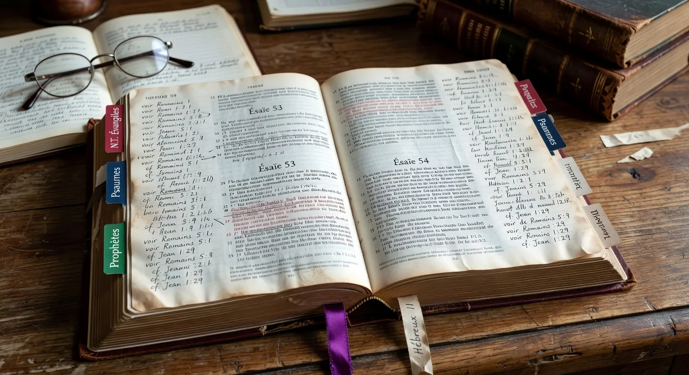 Bible d'etude ouverte avec annotations et surlignage